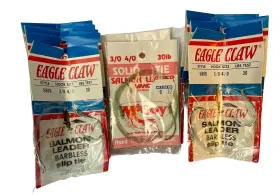 Eagle Claw 580b 11 Style Salmon Leader Slip Tie 3-4 Hooks 30lb Mccoy Solid Vtg
