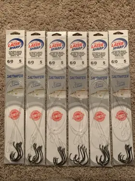 Eagle Claw 9139r-4 Lot Of 6 Packs Laser Sharp 6/0 Octopus Circle Hooks Snell 30 Total