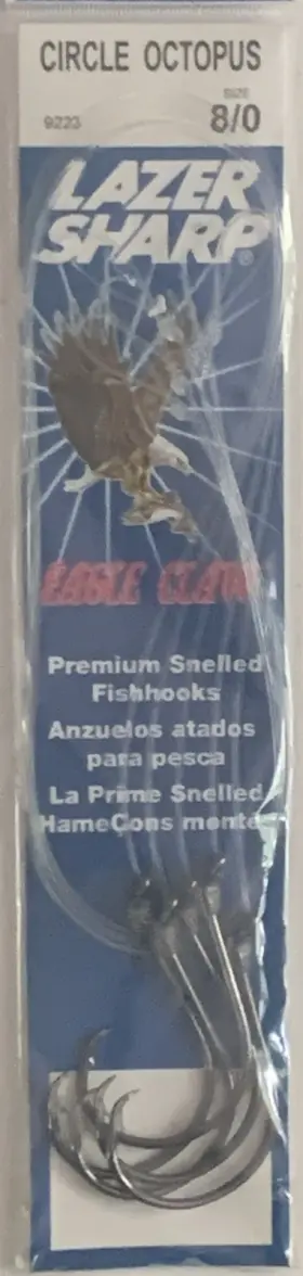 Eagle Claw 9223 Lazer Sharp Circle Octopus Hooks 8/0 - Package Of 5 Snelled Eagle Claw 9223 Lazer Sharp Circle Octopus Hooks 8/0 - Package Of 5 Snelled