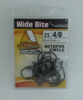 Eagle Claw A608bn4/0-25 Addya Offset Wide Bite Octopus Circle Hook Black Nickel Sz 4/0 25ct