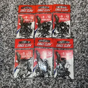 Eagle Claw Bbc1210 6 Packs Barrel Swivel With Interlock Snap Size 5 Qty. 12 Per Pack