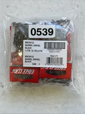 Eagle Claw Bbcw123 Lot Of 12 Packs Barrel Swivel With Coastlock Snap Sz 3 Qty To Pack