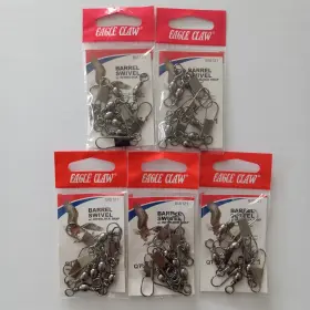 Eagle Claw Bis121 5 Packs Black Barrel Swivel With Interlock Snap Size 1. 6 Per A Pack