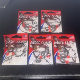 Eagle Claw Ecctfr5 Lot Of 5 Catfish Rigs 1/2oz Qty 2 Per Pack 10 Total