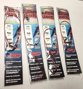 Eagle Claw Es045r4/oa-18/2 4 Packs Snelled Blood Red Bait Fish Hook Size Stainless Steel Wire