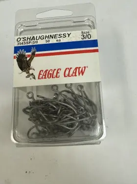 Eagle Claw Fishing Tackle 354ssf-3/0 Oshaughnessy Trot Line Big Eye Hooks 50/box Nib
