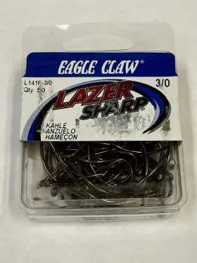 Eagle Claw Hooks 047708024839 Qty 50 Laser Sharp L141f-3/0 Size 3/0
