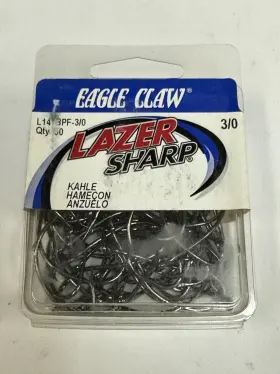 Eagle Claw Hooks 047708634021 Qty 50 Laser Sharp L141bpf- 3/0 Size