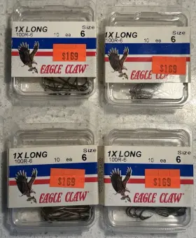 Eagle Claw Hooks 100r-6 Fish Sz 6 Lot Of 40 1 X Long Nos Eagle Claw Hooks 100r-6 Fish Sz 6 Lot Of 40 1 X Long Nos