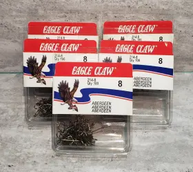 Eagle Claw Hooks 214-8 Aberdeen Bronze #214 Size 8 100/pk 5 Packs 500