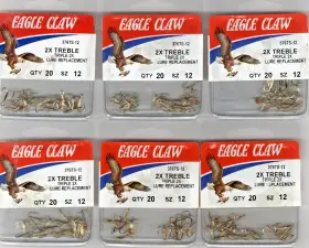 Eagle Claw Hooks 376ts-12 6 Packs Of 2x Treble Size 12 20 Per Pack Eagle Claw Hooks 376ts-12 6 Packs Of 2x Treble Size 12 20 Per Pack