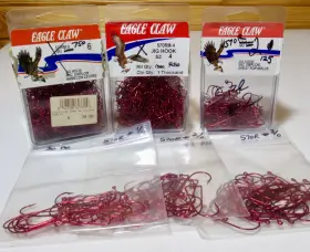 Eagle Claw Hooks 570r Lot 1438 Jig Red Asst. 6 4 2 1/0 2/0 3/0