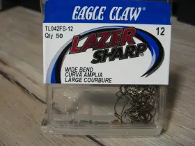 Eagle Claw L042f-12 50 Lazer Sharp Wide Bend Fish Hooks - Bronze L042f Style Size 12