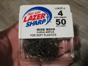Eagle Claw L042f-4 50 Lazer Sharp Wide Bend Fish Hooks - Bronze L042f Style Size 4
