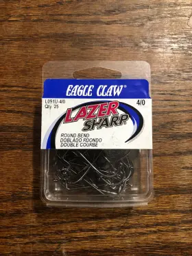Eagle Claw L091u-4/0 New 25 Pk Lazer Sharp Round Bend Size 4/0 Qty Eagle Claw L091u-4/0 New 25 Pk Lazer Sharp Round Bend Size 4/0 Qty
