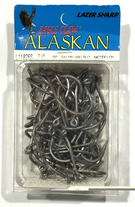 Eagle Claw L1182g 7/0 Nickel Teflon Alaskan Salmon Halibut Fish Hooks L1182fs 50 Pack