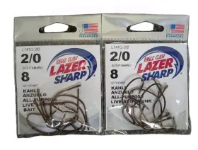 Eagle Claw L141g-2 2 Packs L141g-2/0 8ct Lazer Sharp Kahle Anzuelo All-purpose Bait Hook
