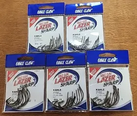 Eagle Claw L141gh-1 Lot Of 5. L141g #1 10ct Bronze Kahle Hooks. 50 Total Eagle Claw L141gh-1 Lot Of 5. L141g #1 10ct Bronze Kahle Hooks. 50 Total