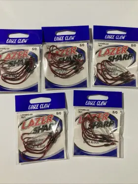 Eagle Claw L151wrg-5 Lot Of 5 Lazer Sharp Pro Series Round Bend Worm Hook L151wrg-5/0