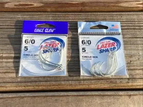 Eagle Claw L197g-6/0 10 Fish Hooks Size 6/0 Circle Sea Lot Of 2 Sealed Bags American Made