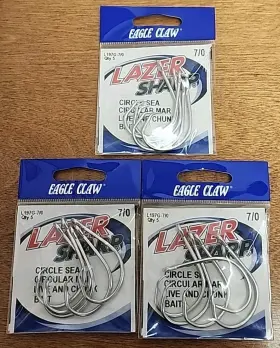 Eagle Claw L197g-7/0 Lot Of 3. Circle Sea Hooks. 7/0. 5ct Eagle Claw L197g-7/0 Lot Of 3. Circle Sea Hooks. 7/0. 5ct