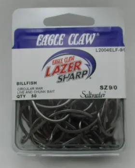 Eagle Claw L2004elfh9/0 L2004elfh-9/0 Tournament Billfish Circle Hook Size 9/0 50ct Eagle Claw L2004elfh9/0 L2004elfh-9/0 Tournament Billfish Circle Hook Size 9/0 50ct