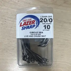 Eagle Claw L2045r-20/0 Lazer Sharp Circle Sea Black Hooks 20/0 10 Pack Eagle Claw L2045r-20/0 Lazer Sharp Circle Sea Black Hooks 20/0 10 Pack