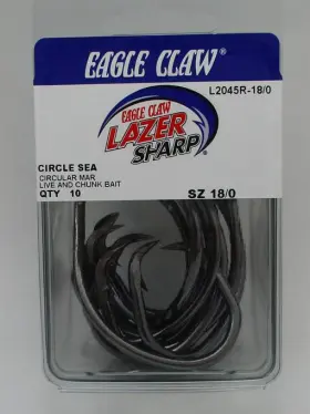 Eagle Claw L2045rh-18/0 Circle Sea Big Game Hook Size 18/0 Eagle Claw L2045rh-18/0 Circle Sea Big Game Hook Size 18/0