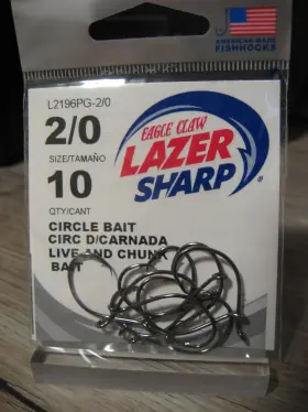 Eagle Claw L2196pg-2 10 Lazer Sharp Circle Live And Chunk Bait Fish Hooks - L2196pg 2/0 Eagle Claw L2196pg-2 10 Lazer Sharp Circle Live And Chunk Bait Fish Hooks - L2196pg 2/0