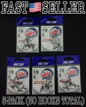 Eagle Claw L25pg-1/0 5-pack Lazer Sharp Axs Keeper - Drop Shot Fishing Hook
