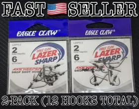Eagle Claw L25pgh-2 2-pack Lazer Sharp Axs Keeper - Drop Shot Fishing Hook New