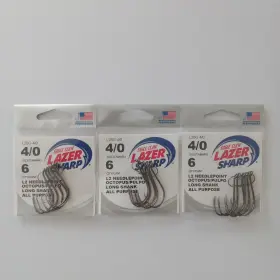 Eagle Claw L2bg-4/0 3 Lazer Sharp Octopus Long Shank Fishing Hook Size 4/0 Needle Point