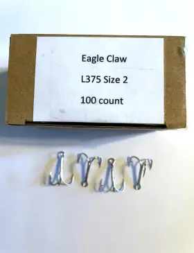 Eagle Claw L375 100pcs #2 Nickel Plated Treble Hooks