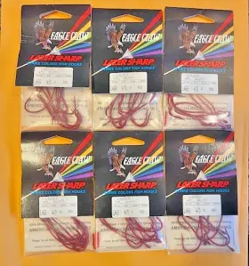 Eagle Claw L46g 6 Packs Lazer Sharp Strike Colors Hooks Size 4/0 Eagle Claw L46g 6 Packs Lazer Sharp Strike Colors Hooks Size 4/0
