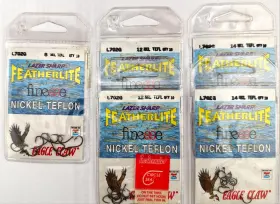 Eagle Claw L702g 5x 10 Lazer Sharp Featherlite Finesse Nickel Teflon Fish Hook 3sizes