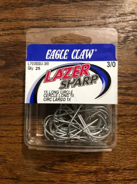Eagle Claw L703ssu-3/0 3/0 Circle Sea Lazer Sharp Long Hooks 25pk Eagle Claw L703ssu-3/0 3/0 Circle Sea Lazer Sharp Long Hooks 25pk