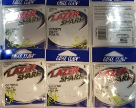Eagle Claw L7226bpg Lot Of 6- Lazer Sharp Sz6 Octopus Fishing Hook 36cnt Total Chartreuse Eagle Claw L7226bpg Lot Of 6- Lazer Sharp Sz6 Octopus Fishing Hook 36cnt Total Chartreuse