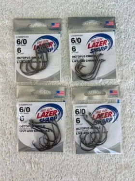 Eagle Claw L7228bpg Lot Of Inch 4 Lazer Sharp Octopus Circle Fishing Hook Size 6/0 Eagle Claw L7228bpg Lot Of Inch 4 Lazer Sharp Octopus Circle Fishing Hook Size 6/0
