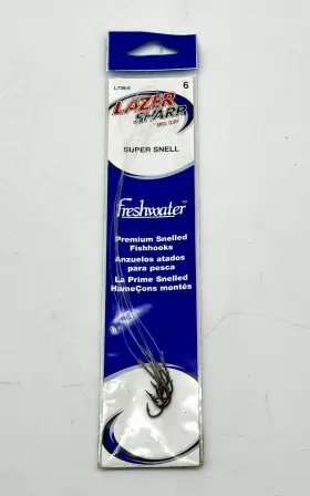 Eagle Claw L739-6 Lazer Sharp Super Snell Fresh Water Fish Hooks Pack Of 6 New
