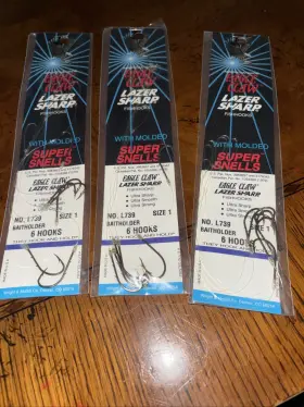 Eagle Claw L739h-1 3 Lazer Sharp Super Snelled Hook #1 6 Inch Down Eye Bronze 6/pk Eagle Claw L739h-1 3 Lazer Sharp Super Snelled Hook #1 6 Inch Down Eye Bronze 6/pk