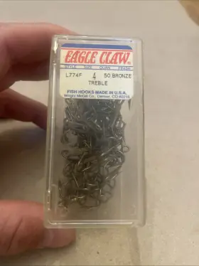 Eagle Claw L774fh-4 L774f #4 50ct Treble Hooks 4x Bronze Eagle Claw L774fh-4 L774f #4 50ct Treble Hooks 4x Bronze