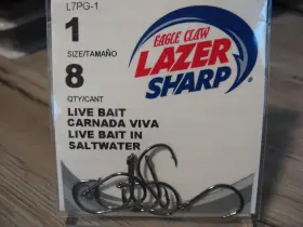 Eagle Claw L7pg-1 8 L7pg Lazer Sharp Saltwater Live Bait Fish Hooks Size 1 Eagle Claw L7pg-1 8 L7pg Lazer Sharp Saltwater Live Bait Fish Hooks Size 1