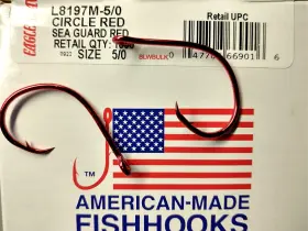 Eagle Claw L8197m L8197 30 Offset Circle Sea Hooks 5/0 Red Catfish Trotline Free Ship