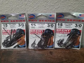 Eagle Claw Lp595xbl3 Bundle Of 3 Lazer Sharp Pro Series Southern Sproat 3/0 Size 45 Hooks