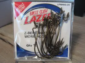Eagle Claw Lpa045g-2 15 Fishing Lazer Sharp Z-bend Rotating Worm Fish Hooks - Size 2/0