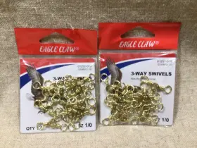 Eagle Claw S3wb12-1/0 Lot Of 2 01251-019 Brass 3 Way Swivel Size 1/0 12 Ea