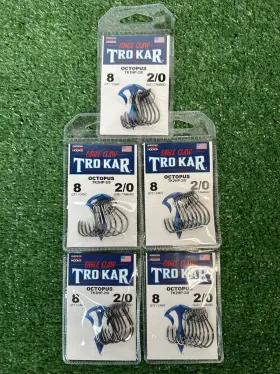 Eagle Claw Tk2hp-2/0 Trokar Octopus Black Hooks 8 Pack Lot Of 5