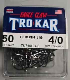 Eagle Claw Trokar 047708812771 Tk740p-4/0 Flippin Jig Hook Round Bend 50 Pack