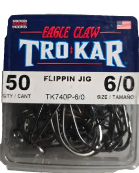 Eagle Claw Trokar 047708812795 Tk740p-6/0 Flippin Jig Hook Round Bend 50 Pack Eagle Claw Trokar 047708812795 Tk740p-6/0 Flippin Jig Hook Round Bend 50 Pack