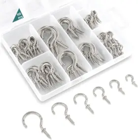 Eienhoshi 313027281247 105 Pcs Screw Hooks 6 Sizes Silver Cup In For Hang